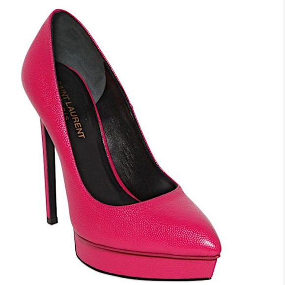 Saint Laurent Pink Leather Janis Pointed Toe Platform Pump - Picture 3 of 8